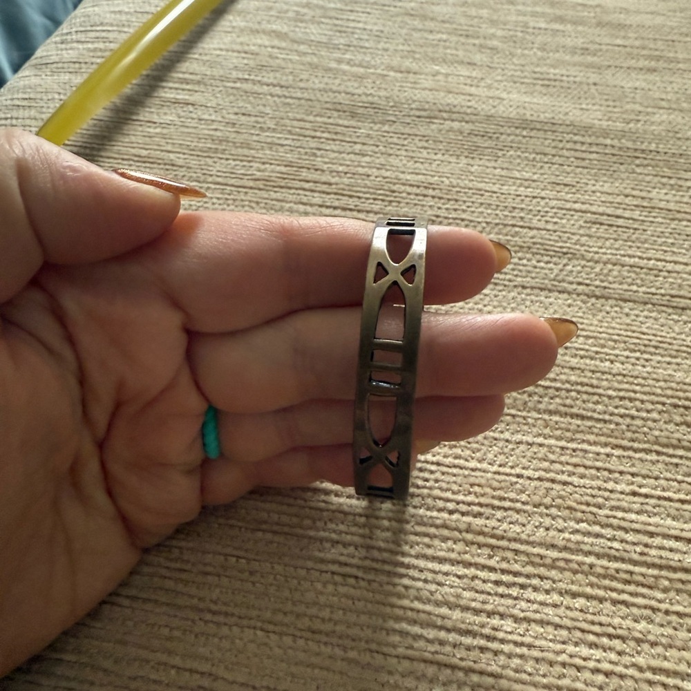 Dark Gold Geometric Cuff Bracelet - Picture 3 of 6